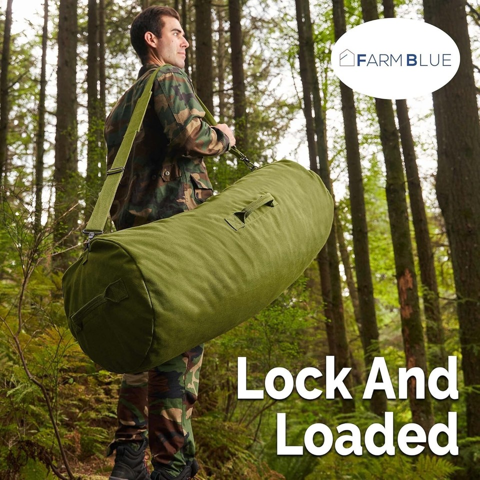 GI Style Zipper Duffel Bag OD Heavy Duty Army Duffle Bags XL OD