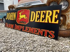 Antique Vintage Old Style John Deere Farm Implements Tractor Sign HUGE!