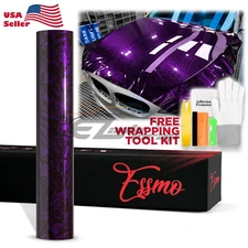 ESSMO PET Marble Forged Gloss Carbon Fiber Royal Purple Vehicle Vinyl Wrap Decal