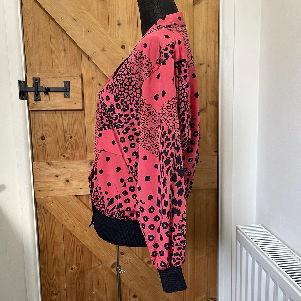 Jacques Vert Blouse Top Shirt Sz 10/12 Vintage Coral Red Retro 80's Animal Print - Image 2 of 4