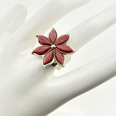 #ad Jay King Ring Pink Stone Flower Starburst sz 6.5 Sterling Silver 925 $39.53