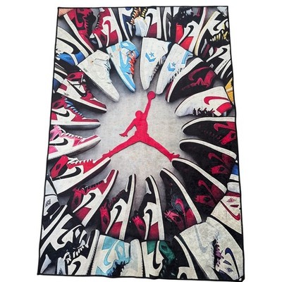 Air Jordan Jumpman Nike Sneaker Collage Area Rug Red Black White AJ1  47x69