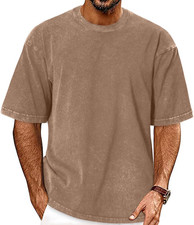 Oversized Tshirt for Men Short Sleeve Vintage Washed Cotton Basic Loose Tee 2026