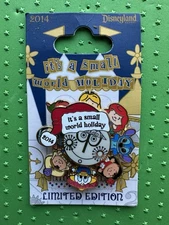 2014 Disneyland It's a Small World Holiday Spinner Pin LE Stitch Ariel Alice