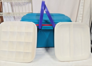 Vtg.  Eagle Craftstor Sewing Craft Storage Organizer Tote Bin w/lidded trays