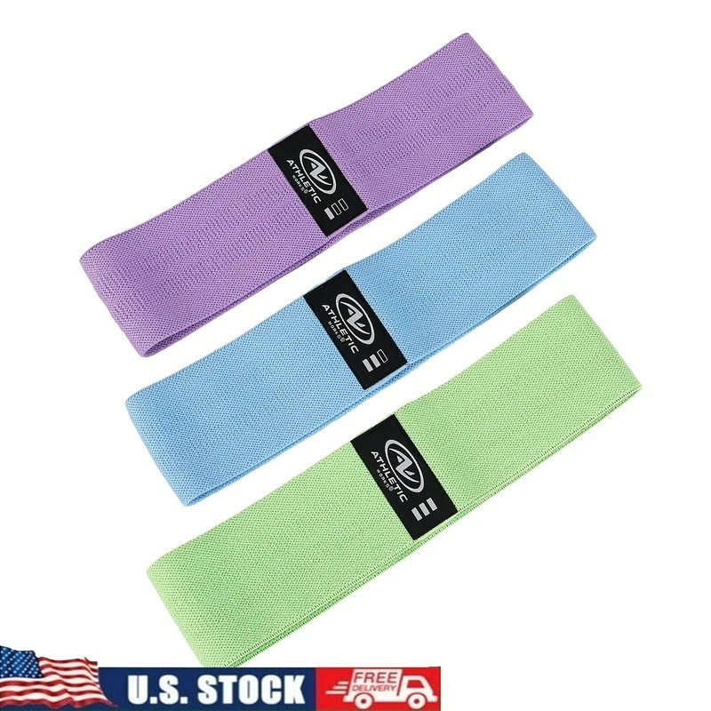 Fabric Resistance Bands Set 3 Non-Slip Exercise Bands Strength Training New