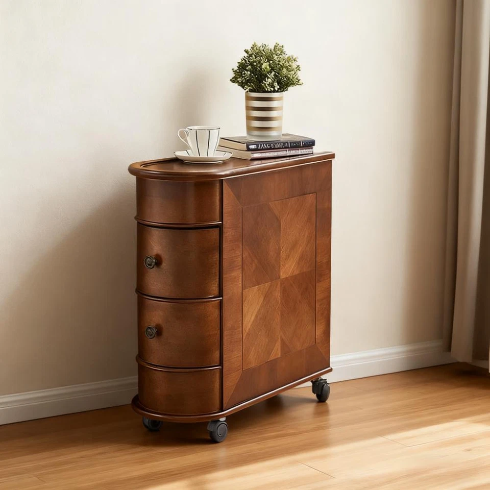 Wooden Bedside Table with Storage Narrow Side Table w/ 2 Drawers for Living Room - image 2 of 4