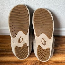 OluKai Shearling Slippers Women's Size 8 Brown Suede Cozy Slip On Shoes