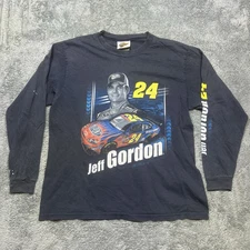 Vintage Jeff Gordon #24 NASCAR Racing T Shirt Men's L Blue Distressed Paint Spot