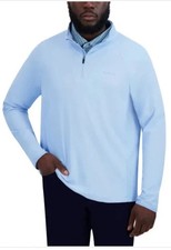 Ben Sherman Men's Active Stretch Sport Quarter Zip Blue,Shirt Size L