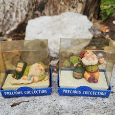 2 Vintage miniature Santa Claus 1 inch Ornaments. New in Box. Fairy Garden. 