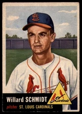 1953 Topps #168 Willard Schmidt EX++ Excellent++ RC Rookie Cardinals    ID:95123
