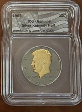 1965 ICG-Cert originale .999 argento Kennedy mezzo dollaro rutenio e oro 1 di 1000