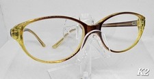 Vintage Oval Cat Eye Eyeglass Frames Amber Brown Yellow Acetate Women