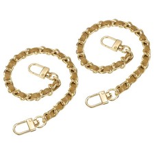 2Pcs 12" Purse Chain Strap with Buckle for Bags Light Brown, Gold 