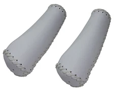 Artificial Leather Grips 7/8" 135mm White Handlebar Grips – Stitched Comfort.