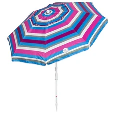 Rio Brands 7' UPF 50+ Beach Umbrella with Integrated Sand Anchor, Multicolor