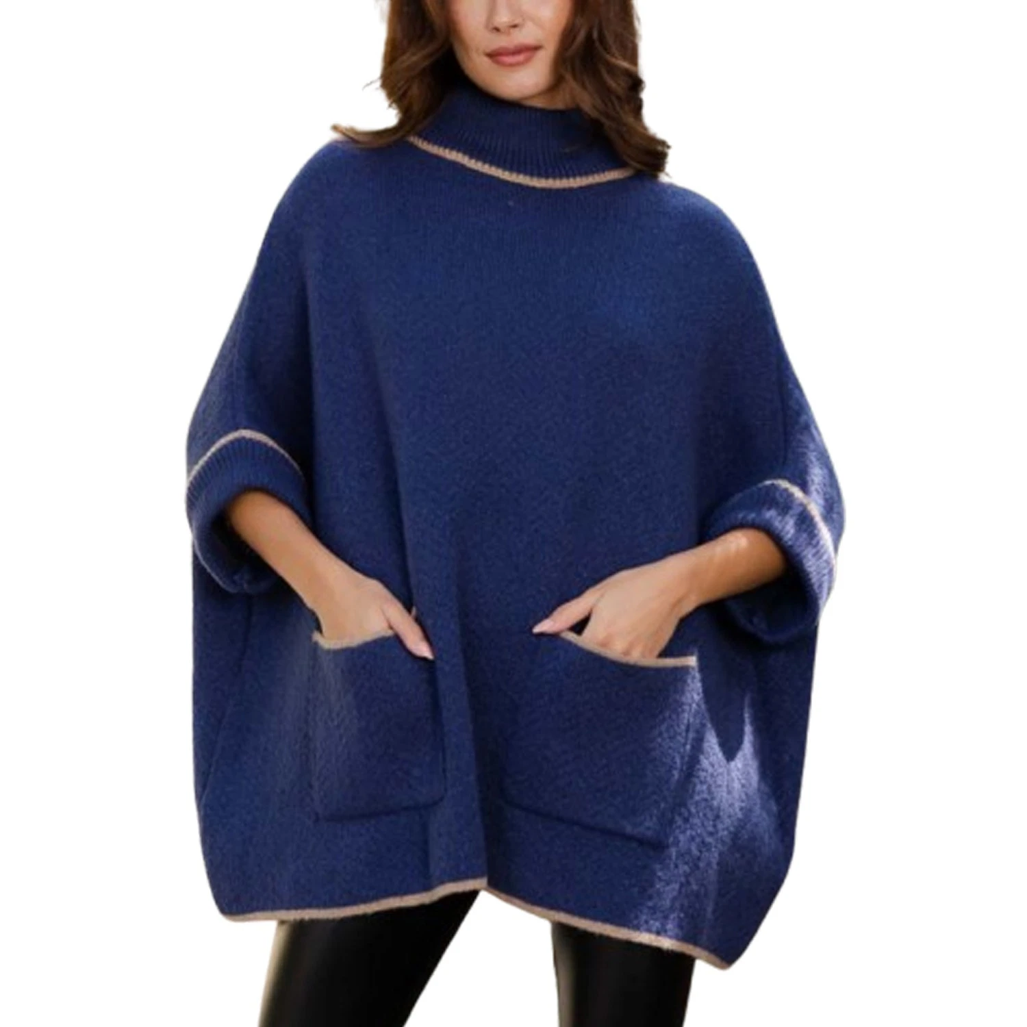 Warm Turtleneck Poncho – Perfect for Cold Days