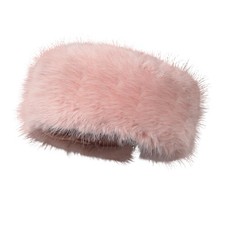 Womens Faux Fur Headbands Winter Cold Weather Fuzzy Ear Warmer Pink Band