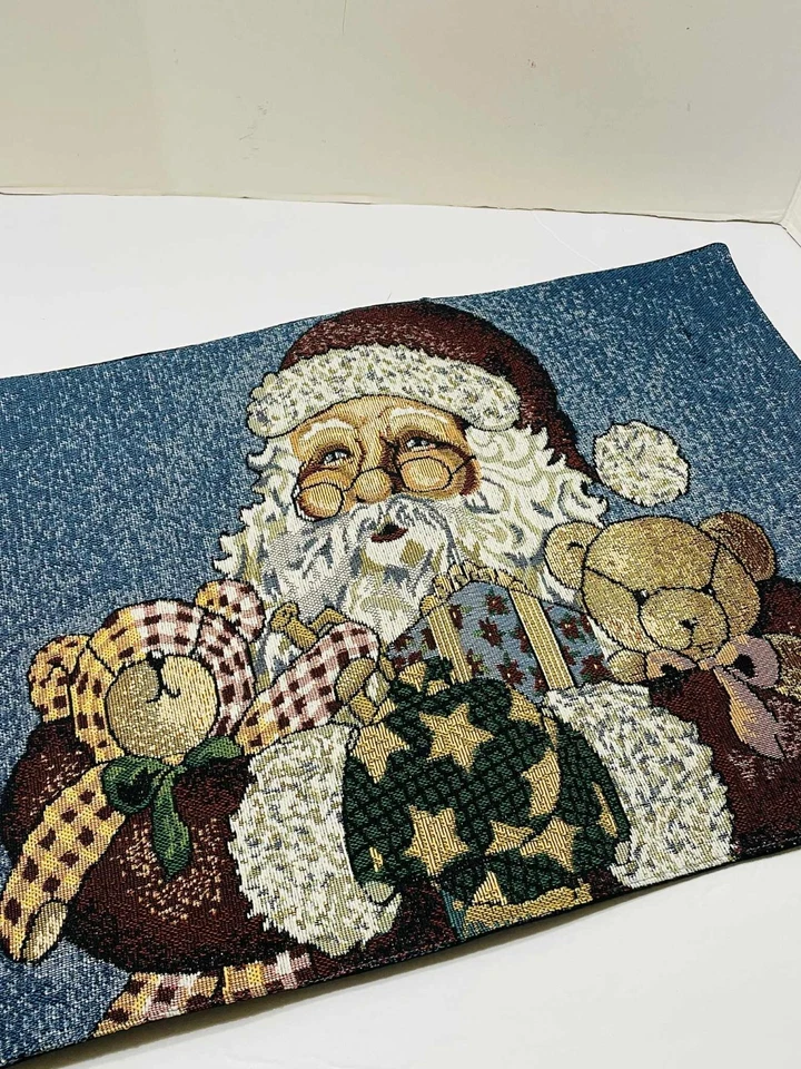 复古挂毯圣诞老人桌椅 4 件套圣诞假期旧世界 — 第 4/4 张图片