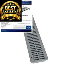 NDS 241-1 Spee-D Channel Drain Grate, 4-1/8 in. wide X 2 ft. long, Gray