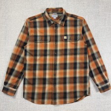 Carhartt Original Fit Plaid Flannel Shirt Mens M Brown Orange Cotton Button Up