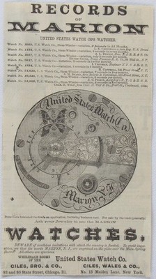 Antique 1872 MARION Pocket Watch Newspaper Print Ad
