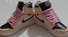 Nike Sneaker Key Chain Pair Peach Black Pink with Logo Lace Accent lot of 2