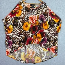 Attitudes By Renee Top Womens 2XP Floral Animal Floral Hi Lo Stretch Tunic NWT