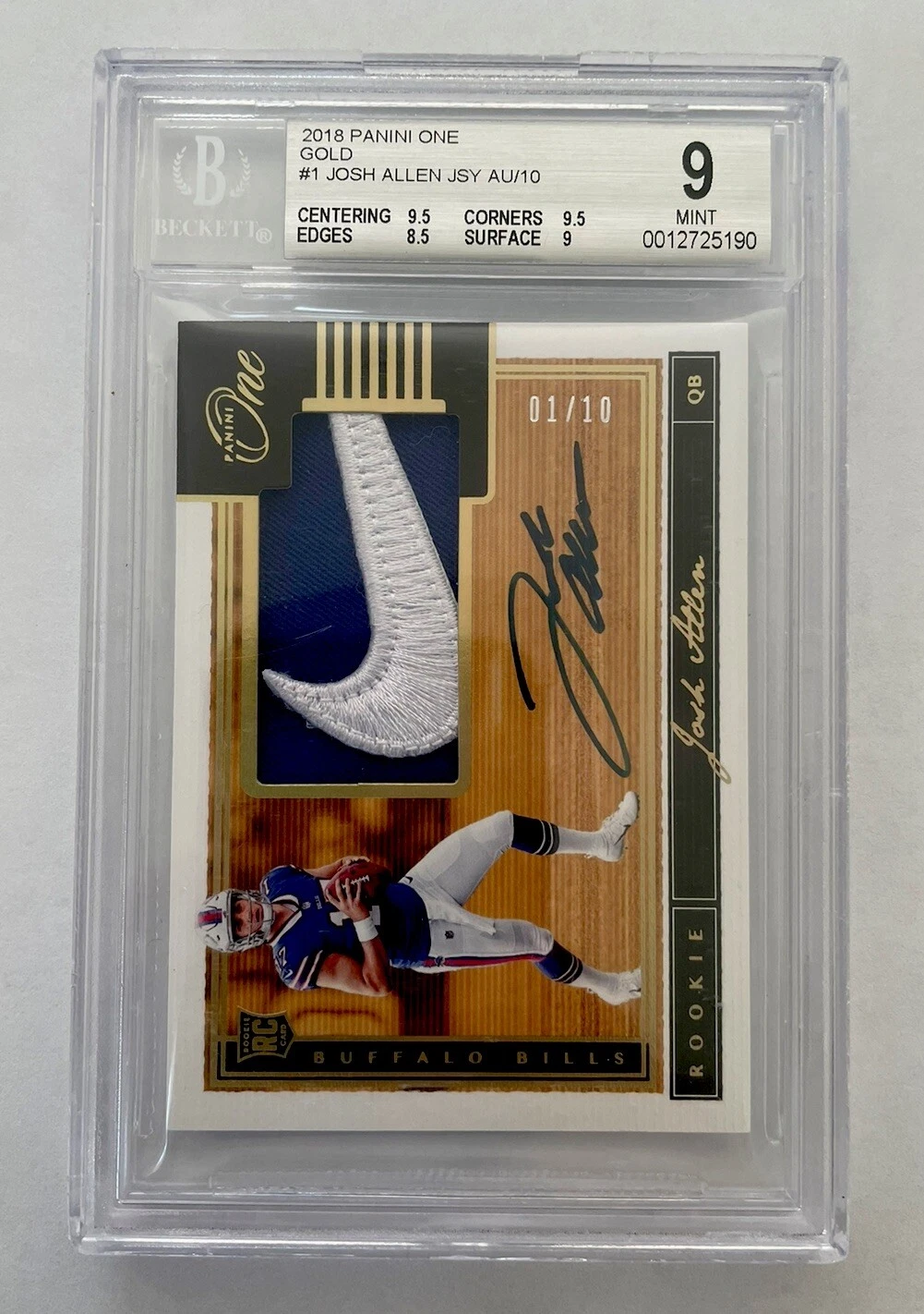 Josh Allen Panini One #1 Patch Autograph-Gold