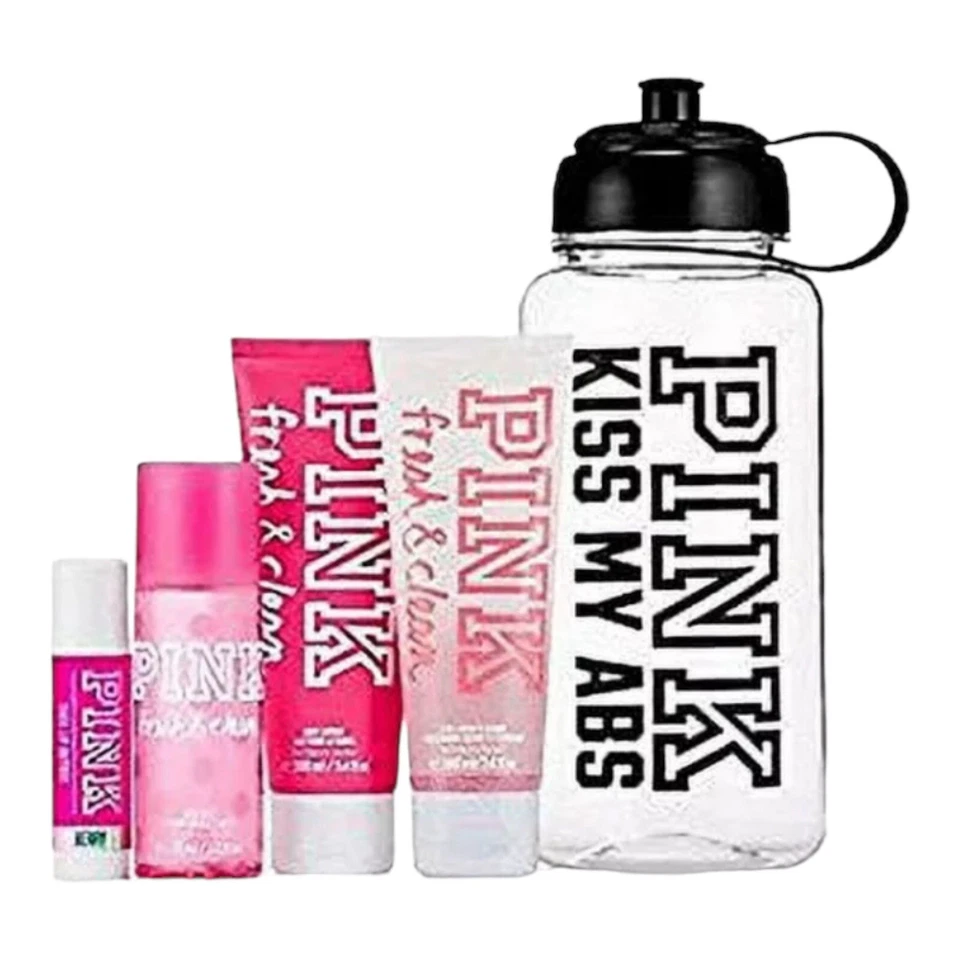 Victoria Secret PINK KISS My Abs Water Bottle Fresh & Clean Wash, Mist, Lotion - Image 2 of 4
