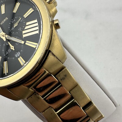 Michael Kors MK8766 Watch 44mm Gold Chronograph Face & Bracelet