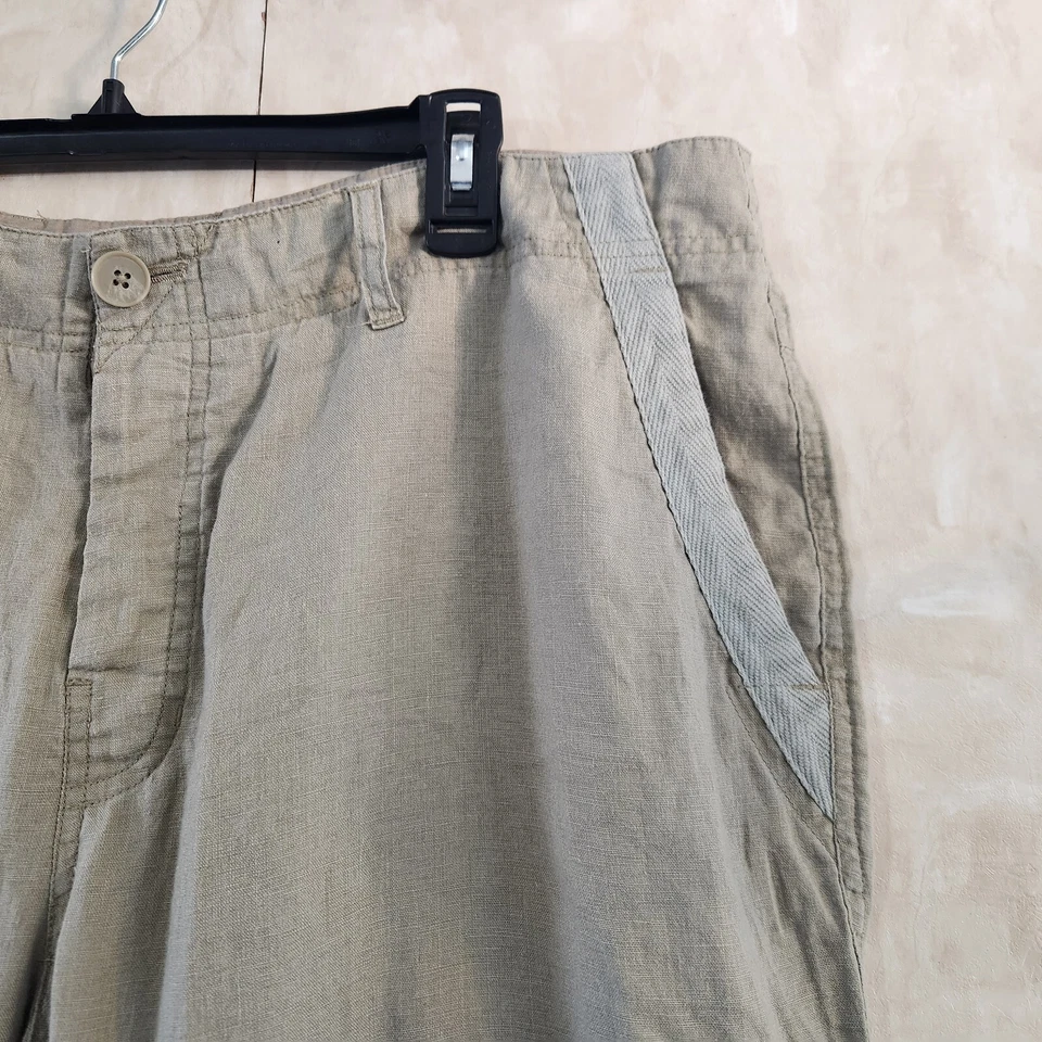 Pantalones de lino International Concepts para hombre 38X30 beige claro tostado pantalones botón mosca Foto 4 de 4