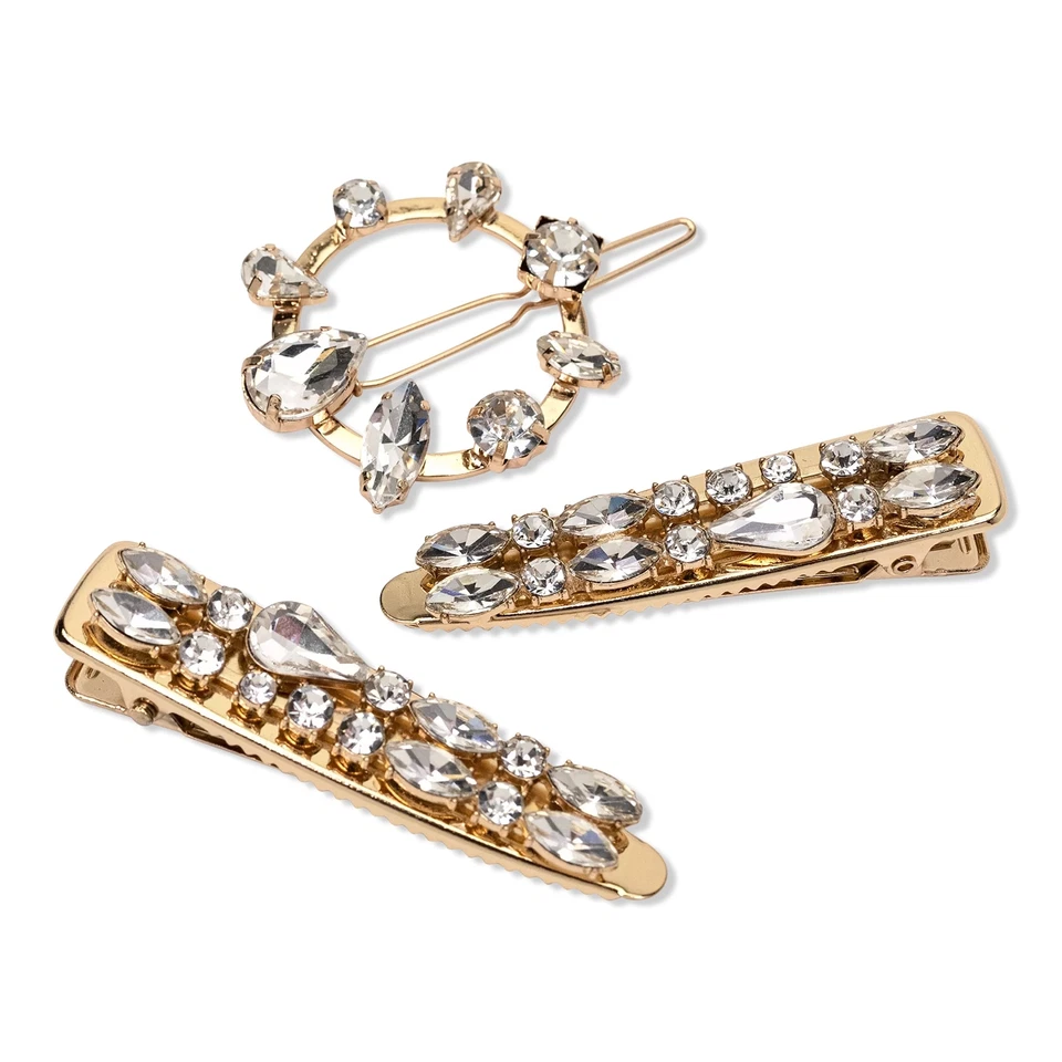 Scunci Elite Salon Clip & Oval Rhinestone Barrette Combo, 3-Pieces - Image 2 of 2