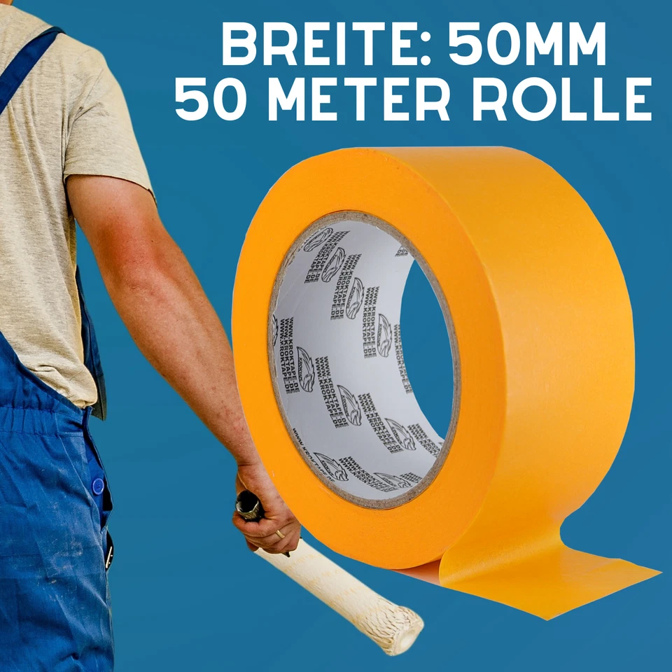 20 Rollen Goldband 50mm x 50m Rolle Klebeband Malerband Abdeckband Malerkrepp - Bild 2 von 4