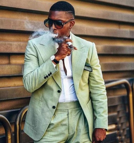 Men's Light Green Linen Suits Smart 