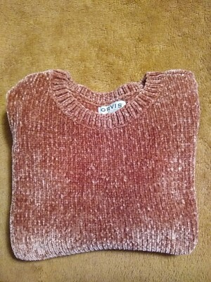 Orvis Women's Chenille Sweater Pink Misty Rose Pullover Long Sleeve Size Small 