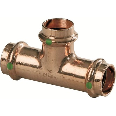 Viega 77427 ProPress 1 x 3/4 x 1 Copper Press Tee, Smart Connect, Zero Lead