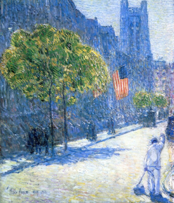 Childe Hassam Just Off the Avenue Fifty-Third Street May 1916 17''x 22'' Art Print