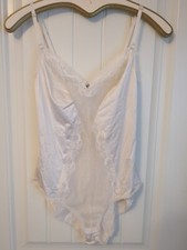 VTG Teddy Playsuit Romper Shiny Nylon Lace Silky Sheer Hi Leg 34 Maidenform