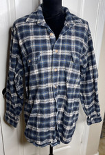 Field  Stream Men's Plaid heavy Flannel Shirt Jacket Size Medium Navy Blue
