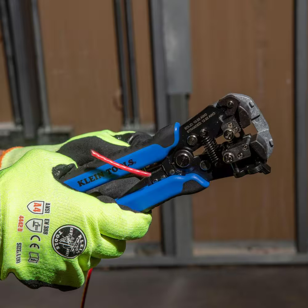 Klein Tools 8-1/4" Self Adjusting Wire Stripper Cutter for 10-20 AWG 12-22 AWG