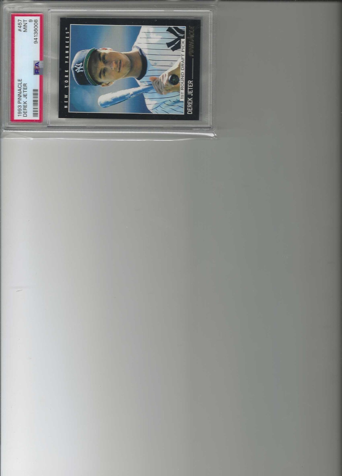 1993 Pinnacle - 1st Round Draft Pick #457 Derek Jeter (RC) graded PSA 9 mint