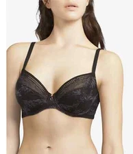 Chantelle L48731 Black Lingerie Mystic Underwire Plunge Bra Size 38D