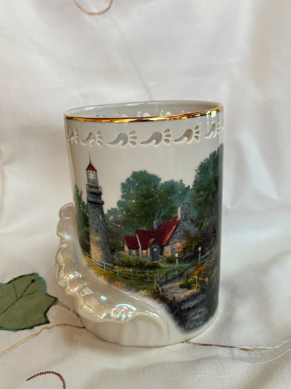 Lenox Thomas Kinkade Light of Peace Lighthouse Large Votive Candleholder/Vase