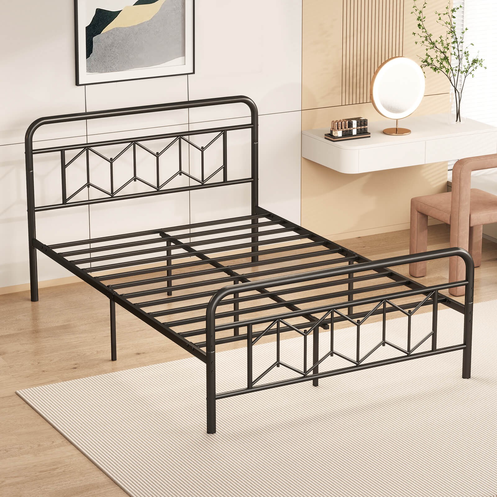 Mattress Foundation W/ Headboard 12.5" Under-bed Storage