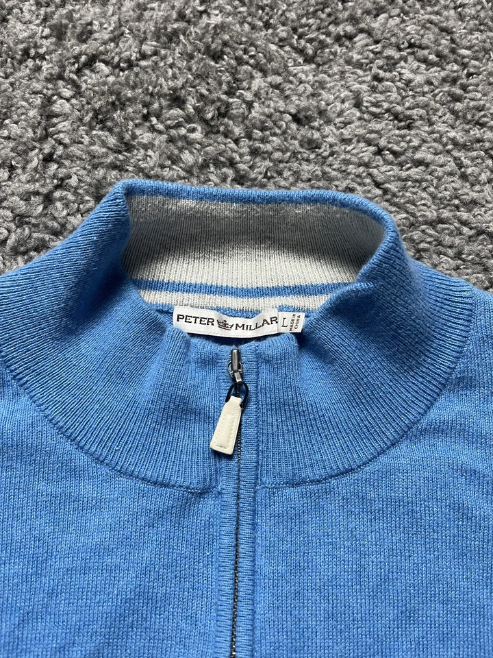 Peter Millar Sweater Mens Large Half Zip Pullover Cashmere Golf Classic - Image 4 of 4