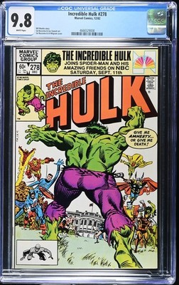 INCREDIBLE HULK #278 CGC NM/MT 9.8 PRESIDENT REAGAN PARDONS HULK COMIC 1982 WOW