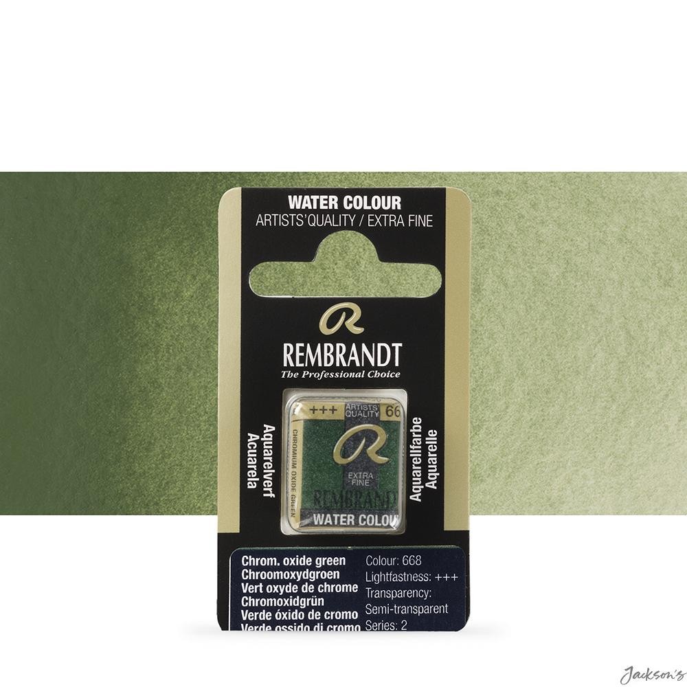 Royal Talens Rembrandt Watercolour Paint Half Pan Chromium Oxide Green Colour