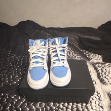 Jordan Air Jordan 1 Mid Blue White Leather Unisex Kids Athletic Sneakers 5.5Y